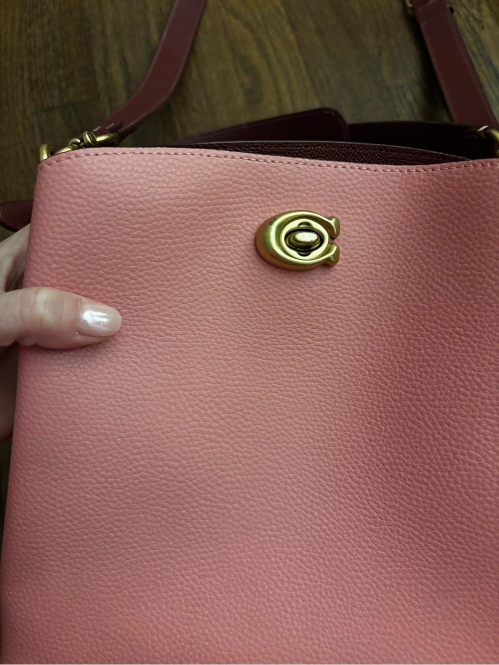 Coach Pink Leather Crossbody Bucket Bag - Picture 2 of 3